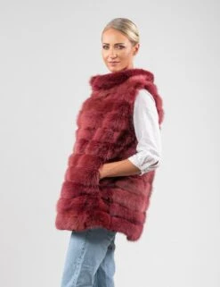 Burgundy Sable Marten Fur Vest With Short And Stand Collar. Full Skin High Quality Marten Fur Vest, Zipper Closure. Christmas Gift For Her. -Jewellery Soldes Boutique il fullxfull.4482733475 dv4j