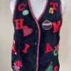 Size M - Vintage Ugly Christmas Black Red Green Plaid Vest