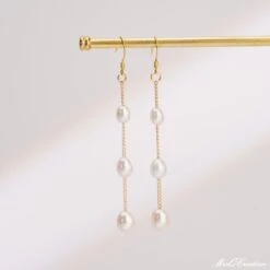 Freshwater Pearl Drop Earrings, Bridal Pearl Earrings, 18K Gold Dangle Earrings, Wedding Earrings, Christmas Gift, Bridesmaids Gift -Jewellery Soldes Boutique il fullxfull.4485205241 6hya