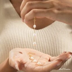 Freshwater Pearl Drop Earrings, Bridal Pearl Earrings, 18K Gold Dangle Earrings, Wedding Earrings, Christmas Gift, Bridesmaids Gift -Jewellery Soldes Boutique il fullxfull.4485205577 a1gp