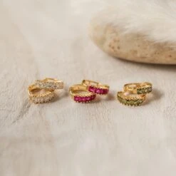 Birthstone Huggie Hoops By Caitlyn Minimalist • Small Gold Gemstone Hoop Earrings • Birthstone Jewelry • Christmas Gifts For Her • ER303