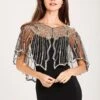 Vintage Sequin Capelet Beaded Shawl Scarves Wedding Bridal Evening Cape Flapper Gatsby 1920s Christmas Party Shawl Cover Up Sparkly Shawl