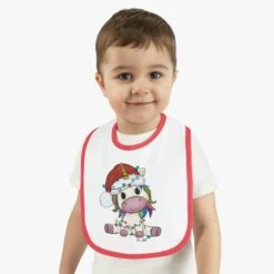 Christmas Unicorn Santa Hat Xmas Lights Baby Bib -Jewellery Soldes Boutique il fullxfull.4630941656 7lo7