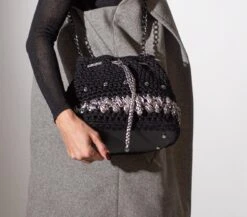 Metallic Crochet Bag , Tshirt Yarn , Desinger Handbags , Yarn Bag , Christmas Gift , Winter Bag