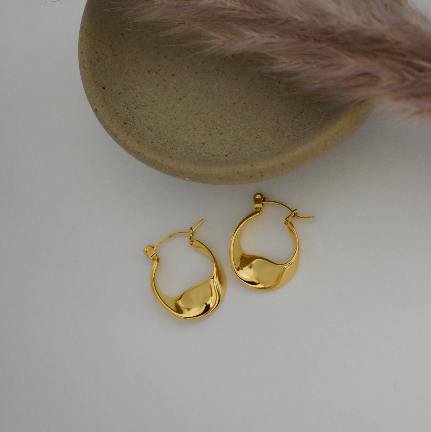 18K Gold Filled Smooth Twisted Hoop Dangle Earrings ・ Non Tarnish Jewelry Waterproof Earrings Christmas Jewelry For Woman Best Gift For Her 4 18K Gold Filled Smooth Twisted Hoop Dangle Earrings ・ Non Tarnish Jewelry Waterproof Earrings Christmas Jewelry For Woman Best Gift For Her - Image 2