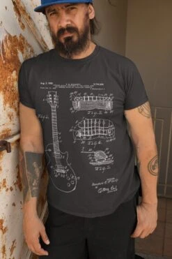 Les Paul Guitar Patent T-Shirt Mens Gift Idea Music Tee Holiday Gift Christmas Birthday Present