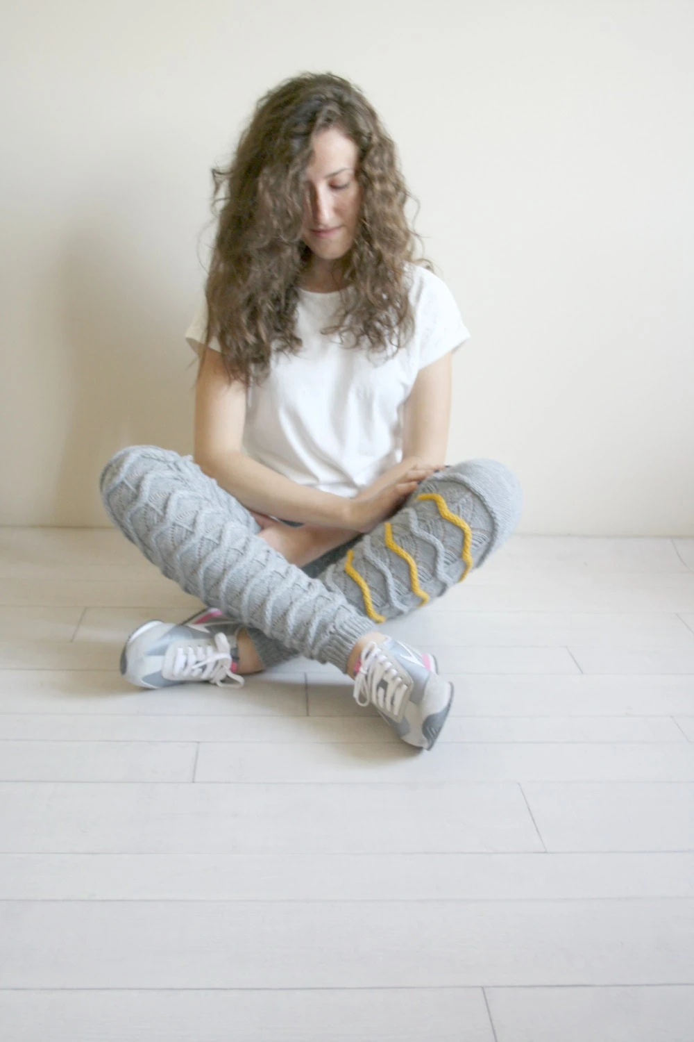 Gray Knitted Stretch Yellow ZigZag Leggings, Leggings For Women, Clothing Gift, Christmas Gifts, Gift For Her, Gift For Women 3 Gray Knitted Stretch Yellow ZigZag Leggings, Leggings For Women, Clothing Gift, Christmas Gifts, Gift For Her, Gift For Women