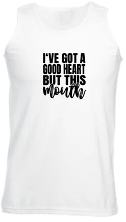 I've Got A Good Heart But That Mouth Funny Sarcasrtic Vests Vest Gym Workout Yoga Rude Unisex Gift Birthday Christmas Xmas Ladies Women -Jewellery Soldes Boutique il fullxfull.4926431142 9l9y