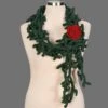 Thorny Crochet Necklace Scarf, Crochet Lariat Scarf, Crochet Jewelry Scarf, Green Red, Christmas Scarf