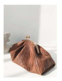 Leather Pouch Bag White,Handmade Frame Pouch Bag,White Leather Clutch Pouch,Women's Clutch,Cloud Clutch,Christmas Gift Idea,Evening Purse