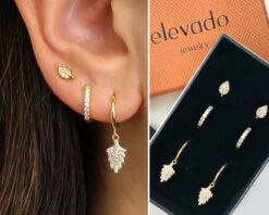 Leaf Charm Hoop Earring Gift Set • Earring Set • Gift Ready • Gift For Her • Gift For Mom • Christmas Gift • Gift Set • Perfect Gift