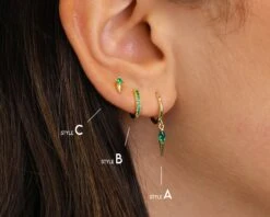 Emerald Spike Hoop Earring Set • Emerald Earrings • Christmas Gifts • Gift For Mom • Gifts For Her • Bridesmaids Gift • Birthday Gift -Jewellery Soldes Boutique il fullxfull.5096545862 evqi