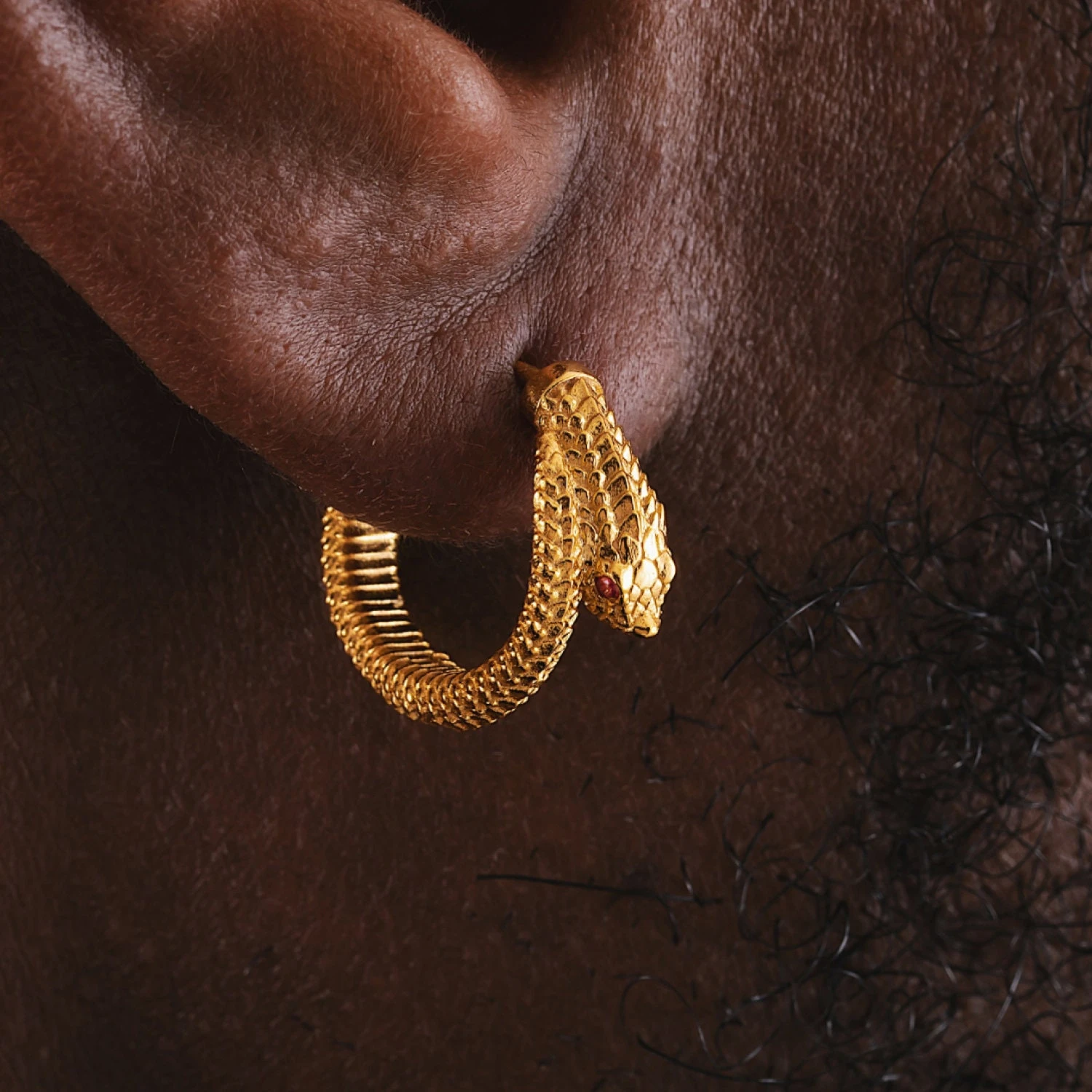 Hognose Snake Earrings In Gold Vermeil With Gemstone Eyes. Snake Earrings. Animal Lover Gift. Gift For Her. Gold Earrings. Christmas Gift 6 Hognose Snake Earrings In Gold Vermeil With Gemstone Eyes. Snake Earrings. Animal Lover Gift. Gift For Her. Gold Earrings. Christmas Gift - Image 4