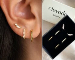 Everyday Hoop Earring Stack Set • Gift For Her • Bridesmaid Gift • Christmas Gift • Gold Hoop Earrings • Minimalist Earrings • Elevado
