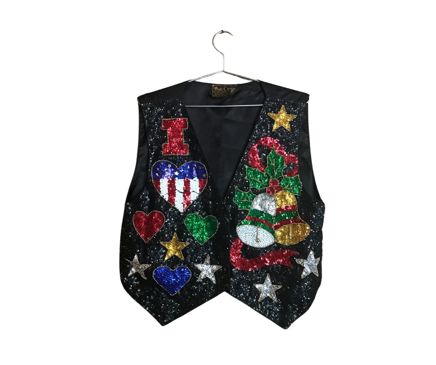 Vintage Patriotic Sequin USA Christmas Vest For Your Ugly Christmas Sweater Party (Size XL) 3 Vintage Patriotic Sequin USA Christmas Vest For Your Ugly Christmas Sweater Party (Size XL)