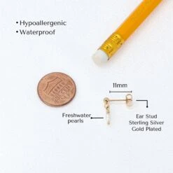 Christmas Sale, Pearl Ear Stud Earrings Cute Dangling Charm, Gold Plated Over Sterling Silver -Jewellery Soldes Boutique il fullxfull.5138383916 nsm7