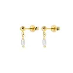 Christmas Sale, Pearl Ear Stud Earrings Cute Dangling Charm, Gold Plated Over Sterling Silver -Jewellery Soldes Boutique il fullxfull.5138383946 s2cx