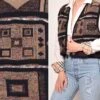 Size 12 | Grandma Style Acrylic Sweater Vest | Open Front V Neck Knitwear Vest Beige Dark Blue Ikat Bohemian Scandinavian Christmas Vest XL -Jewellery Soldes Boutique il fullxfull.5146020457 5fzu