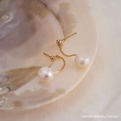 Fresh Water Pearl Drop Earring, Minimalist Pearl Dangle Earrings, Natural Simple Bridal Earrings In Gold, Christmas Gift, Bridesmaid Gift -Jewellery Soldes Boutique il fullxfull.5148175193 qdsv