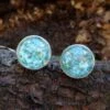 Real Flower Ear Studs Teal Earrings Stainless Steel Aqua Teal Flowers In Resin Silver Earrings Christmas Gift For Women -Jewellery Soldes Boutique il fullxfull.5153596240 4ptk