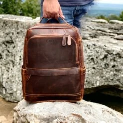 Full Grain Cowhide Leather Backpack For Men And Women Vintage Brown Leather Rucksack Hiking Backpack Hipster Backpack College Christmas Gift