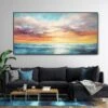 Bohemian Modern Seascape Art, Colorful Sunset Cloud Textured Oil Painting, Abstract Marine Artwork, Living Room Wall Decor, Christmas Gift