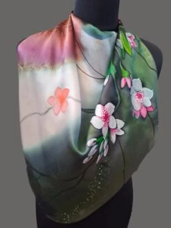 Silk Bandana Hand Painted Floral Square 100% Silk Scarf Women Handmade Personalized Unique Wedding Gift Birthday Christmas Gift For Her -Jewellery Soldes Boutique il fullxfull.5183637616 szdw