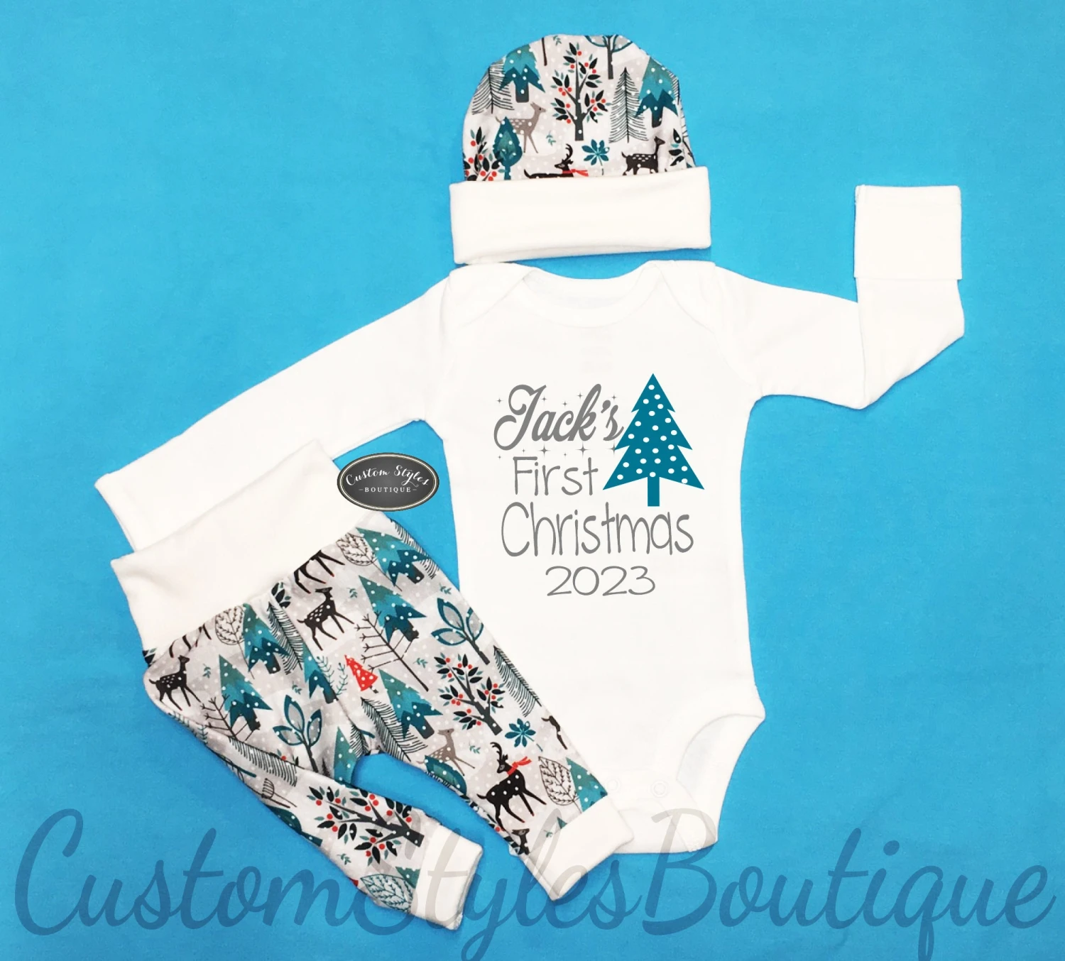 Newborn Baby Boy, Christmas Outfit, My First Christmas, Snowy Winter Wonderland Leggings And Hat, Baby Boy Coming Home,Hospital Outfit 3 Newborn Baby Boy, Christmas Outfit, My First Christmas, Snowy Winter Wonderland Leggings And Hat, Baby Boy Coming Home,Hospital Outfit