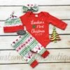 Gender Neutral First Christmas Outfit, Red Infant Bodysuit, Red And Green Leggings, Hat And Headband With Red Cuffs, Baby's 1st Christmas -Jewellery Soldes Boutique il fullxfull.5184262929 ppcw