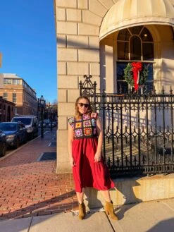 Hand Knit Crop Top For Women, Knit Sweater, Colorful Waistcoat, Afghan Vest, Granny Square Retro Vest, Gift For Her, Christmas, Mom