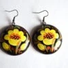 Yellow Black Earrings Handpainted Flower Jewelry Handcrafted Christmas Gift Wedding Yellow Flowers, Eco Folk Earrings Unique Gift Girlfriend -Jewellery Soldes Boutique il fullxfull.5204068745 pie0