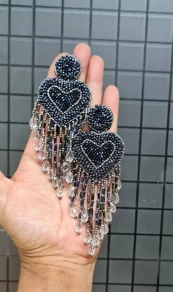 Luxe Statement Navy Blue Beaded Heart Fringes Long Earrings,heart Earrings,sparkling Grey Navy Blue Heart Earrings,Christmas Heart Earrings 13 Luxe Statement Navy Blue Beaded Heart Fringes Long Earrings,heart Earrings,sparkling Grey Navy Blue Heart Earrings,Christmas Heart Earrings -Jewellery Soldes Boutique il fullxfull.5212517622 5dcg