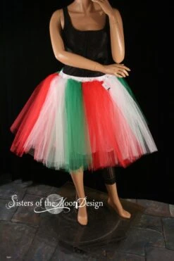 Adult Tutu Skirt Romance With Underskirt Christmas Elf White Green Red Costume Italian Dance Party -You Choose Size - Sisters Of The Moon