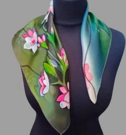 Silk Bandana Hand Painted Floral Square 100% Silk Scarf Women Handmade Personalized Unique Wedding Gift Birthday Christmas Gift For Her -Jewellery Soldes Boutique il fullxfull.5231862767 s8p9