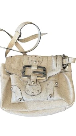 Guess Y2K / 2000s Vintage Shoulder Beige Off White Crossbody Patent Leather Bag, Gift For Her, Beautiful Y2K Handbag , Christmas Gift