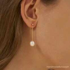 Fresh Water Pearl Drop Earring, Minimalist Pearl Dangle Earrings, Natural Simple Bridal Earrings In Gold, Christmas Gift, Bridesmaid Gift -Jewellery Soldes Boutique il fullxfull.5244908341 rlra