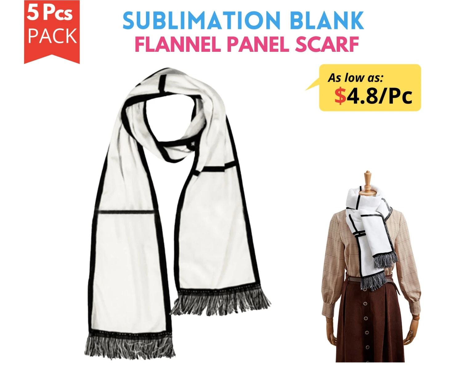 5x Pack Sublimation Panel Scarf Blanks | Custom Photo Panel Scarf | Polyester 6 Panels Scarf | Winter Panel Scarf For Christmas 3 5x Pack Sublimation Panel Scarf Blanks | Custom Photo Panel Scarf | Polyester 6 Panels Scarf | Winter Panel Scarf For Christmas