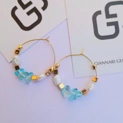 Boho Earrings Gold Hoops Aquamarine Earrings Natural Pearl Jewelry Blue Birthstone Charm Earrings Christmas Gift Birthday Gift -Jewellery Soldes Boutique il fullxfull.5251200862 r6z5