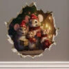 Christmas Family Mice In Mouse Hole Decal - Mouse Hole 3D Wall Sticker -Jewellery Soldes Boutique il fullxfull.5254395659 aqa3