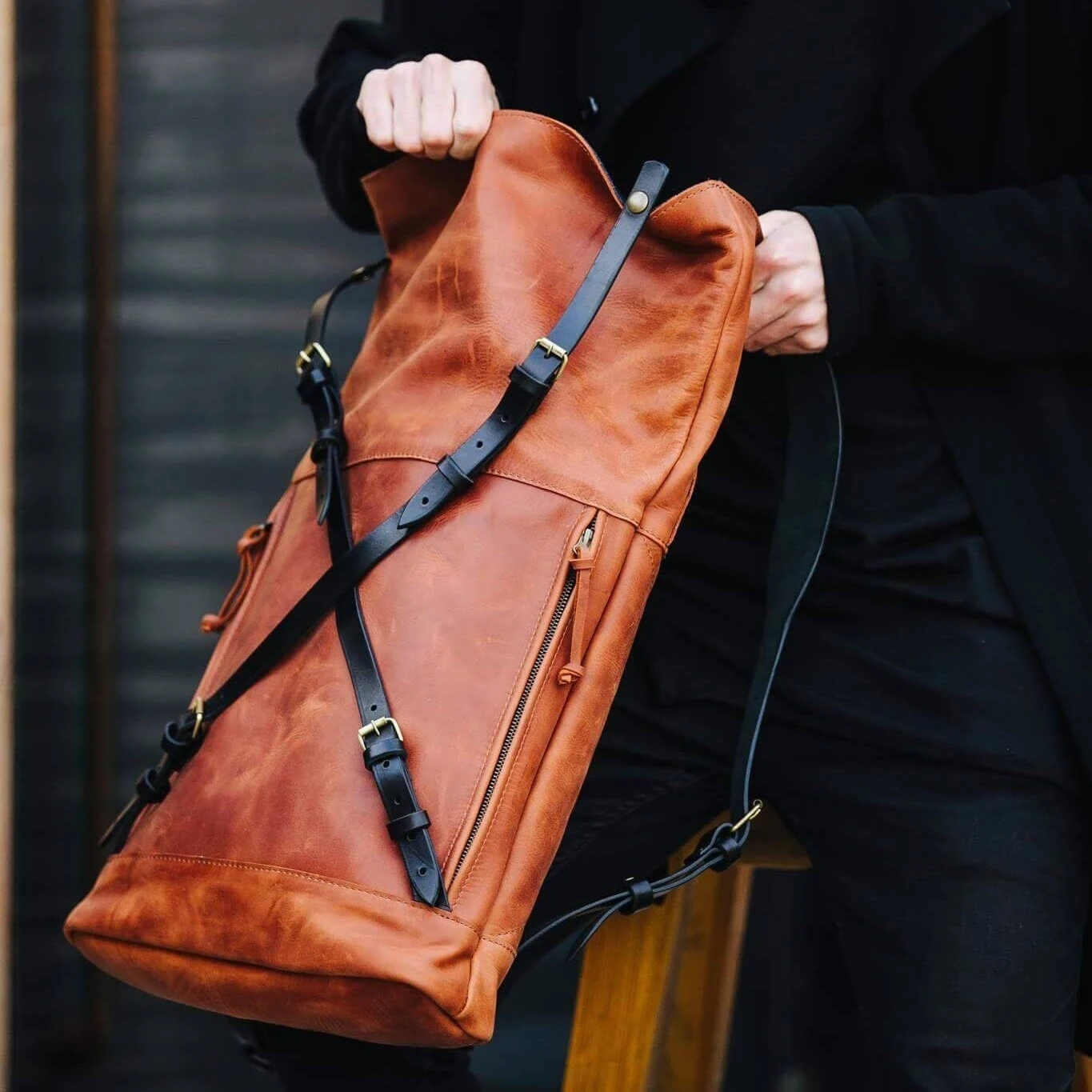 Computer Backpack For Men Leather Roll Top Backpack Bag Leather Rucksack Christmas Gift 12 Computer Backpack For Men Leather Roll Top Backpack Bag Leather Rucksack Christmas Gift - Image 10