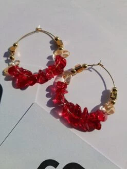 Boho Earrings Gold Hoops Birthstone Jewelry Stainless Steel 18 K Gold Plated Red Garnet Natural Stone Earrings Christmas Gift Birthday Gift -Jewellery Soldes Boutique il fullxfull.5262869899 o2qm
