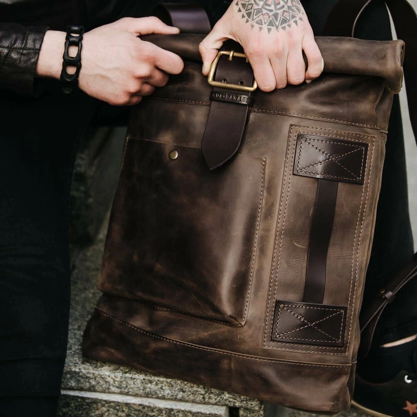 Leather Backpack Men Roll Top Backpack Computer Backpack Laptop Purse For Men Christmas Gift 11 Leather Backpack Men Roll Top Backpack Computer Backpack Laptop Purse For Men Christmas Gift - Image 9