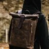 Men's Backpack Roll Top Backpack By Kruk Garage Leather Backpack Leather Rucksack Men's Gift Christmas Gift
