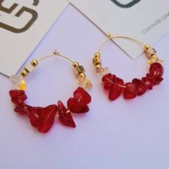 Boho Earrings Gold Hoops Birthstone Jewelry Stainless Steel 18 K Gold Plated Red Garnet Natural Stone Earrings Christmas Gift Birthday Gift -Jewellery Soldes Boutique il fullxfull.5299404647 4jtr