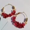 Boho Earrings Gold Hoops Birthstone Jewelry Stainless Steel 18 K Gold Plated Red Garnet Natural Stone Earrings Christmas Gift Birthday Gift -Jewellery Soldes Boutique il fullxfull.5299409203 ieby