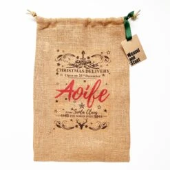 Personalised Burlap Christmas Sack, Hessian Fabric Sack, Santa Sack, Christmas Stocking, Red Personalise, Child Xmas, Personalize Jute Gift -Jewellery Soldes Boutique il fullxfull.5330321831 79h0
