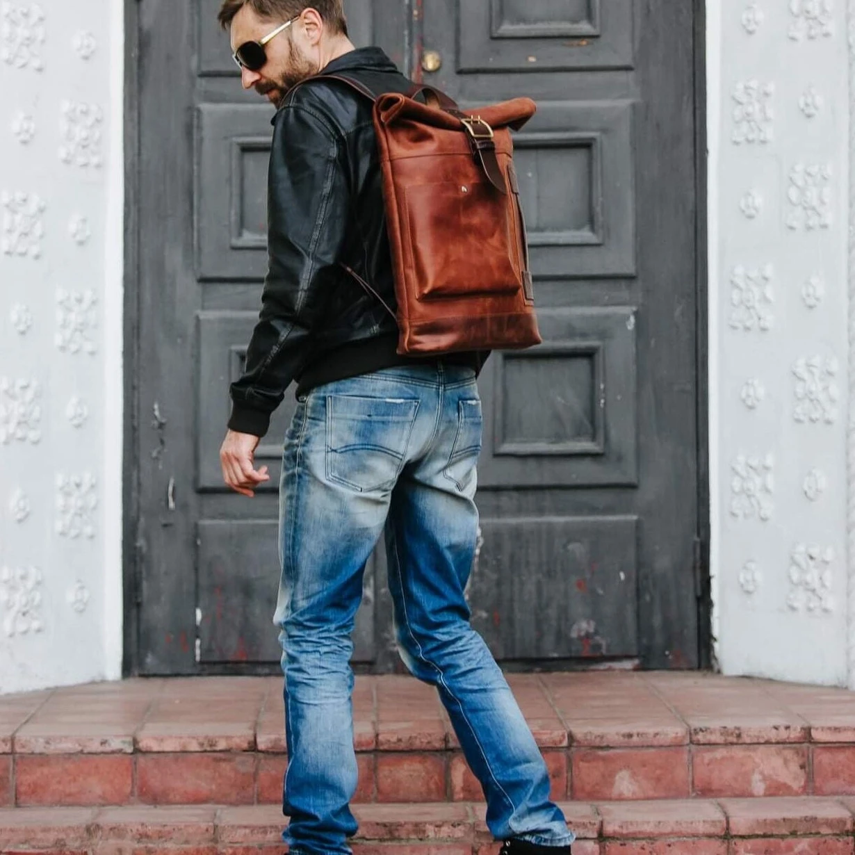 Leather Backpack Men Roll Top Backpack Computer Backpack Laptop Purse For Men Christmas Gift 12 Leather Backpack Men Roll Top Backpack Computer Backpack Laptop Purse For Men Christmas Gift - Image 10