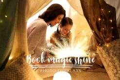 30 Magic Book Shine Photo Overlays, Christmas Magic Light Effect