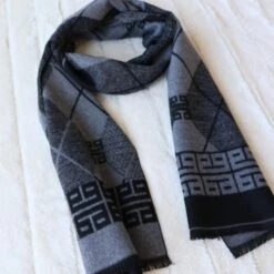 Black & Gray Men's Cold Weather Winter Scarf | Scarves For Men | Gifts For Dad | Suit Scarf | Christmas Gifts For Husband | Shawl Pashmina