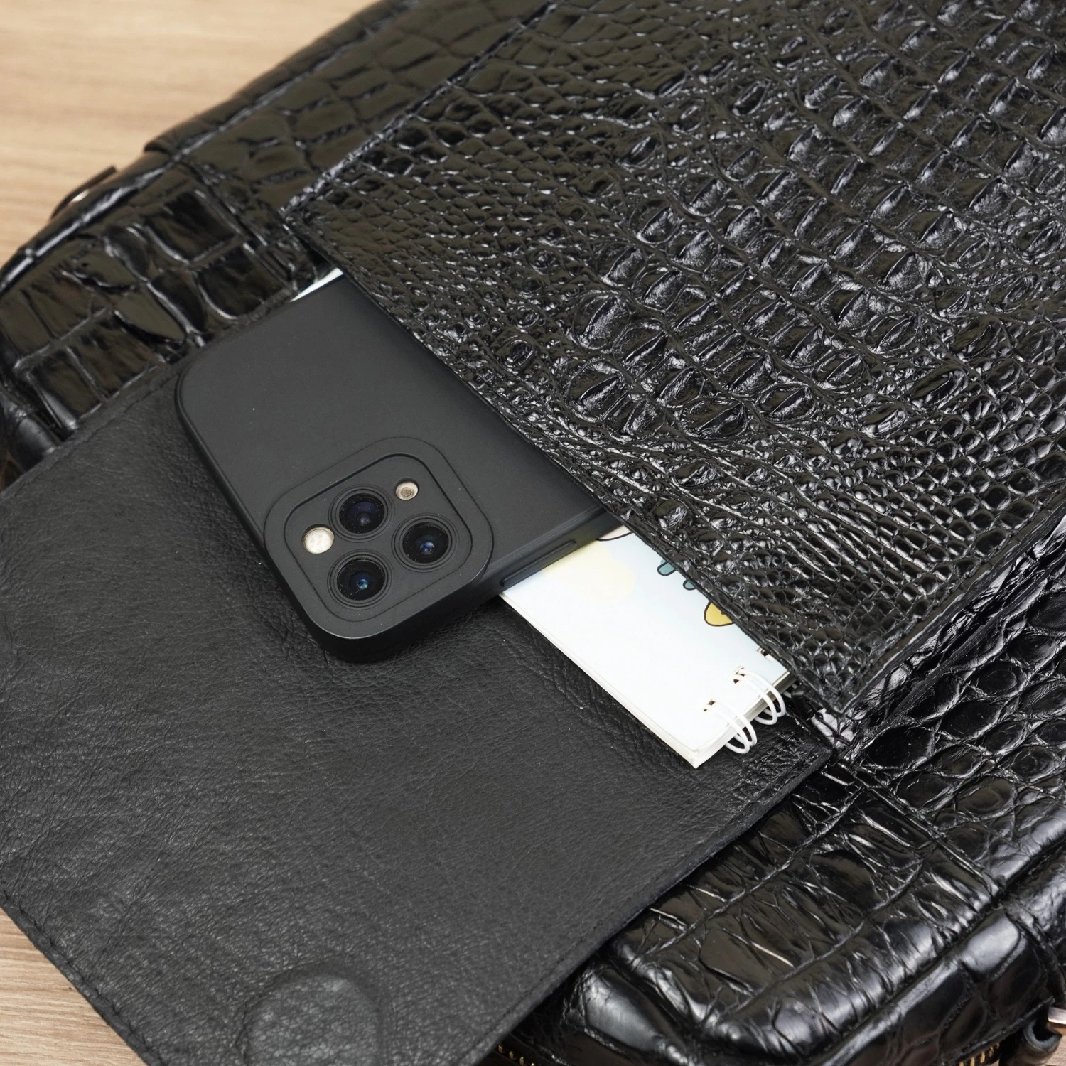 Black Leather Mens Crossbody Shoulder Bag, Vertical Satchel Bag Casual, Small Messenger Bag Christmas Gift For Men 9 Black Leather Mens Crossbody Shoulder Bag, Vertical Satchel Bag Casual, Small Messenger Bag Christmas Gift For Men - Image 7